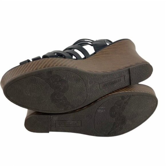 Seychelles Woven Vegan Leather Black Slingback Wedges - Picture 6 of 7